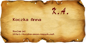 Koczka Anna névjegykártya